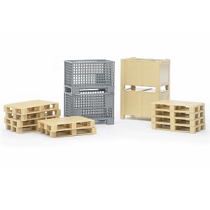 bruder 2415 - Bruder 02415 set met 10 pallets, 2x aardappelkrat en 2x palletkorf