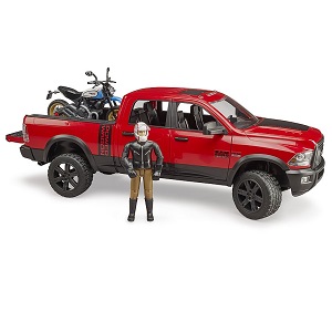 bruder 2502 - Bruder 02502 RAM 2500 Power Wagon met Ducati Scrambler Desert Sled en bestuurder (aanbieding)