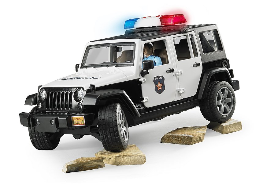 bruder 2526 - bruder Bruder 02526 Jeep Wrangler Unlimited Rubicon politieauto met politieman, inclusief licht en geluidmodule - bruder 2526