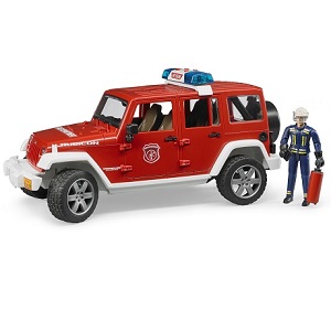 bruder 2528 - Bruder 02528 Jeep Wrangler brandweer met brandweerman speelfiguur