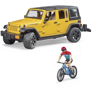 bruder 2543 - Bruder 02543 Jeep Wrangler Rubicon met mountainbike en speelfiguur