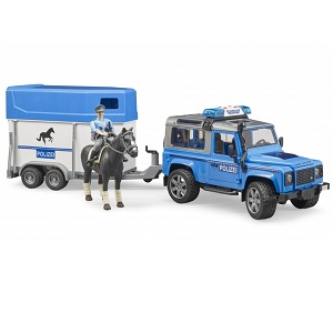 bruder 2588 - Bruder 02588 Landrover met agent te paard en politie paardentrailer