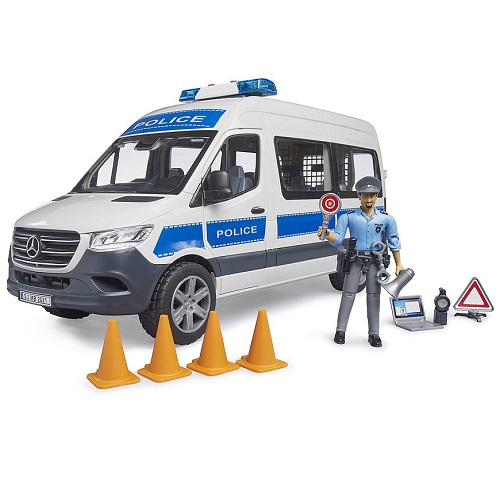bruder 2683 - Bruder Mercedes-Benz Sprinter politiebus met licht en geluid,  politieagent en accessoires