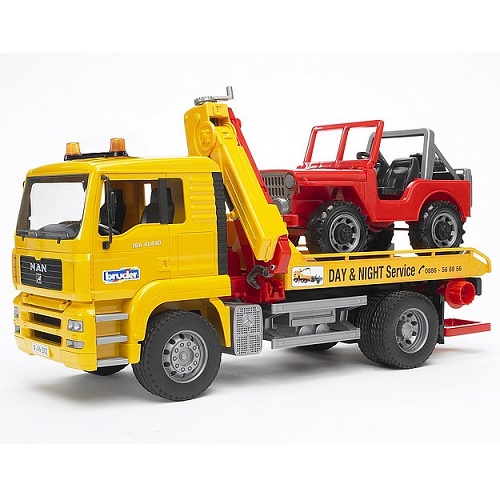 bruder 2750 - bruder Bruder 02750 vrachtwagen MAN takelwagen met jeep - bruder 2750