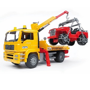 BF2750 Bruder 02750 vrachtwagen MAN takelwagen met jeep