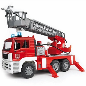 bruder 2771 - Bruder 02771 vrachtwagen MAN brandweer wagen met draailadder, licht en geluid module en waterpomp  