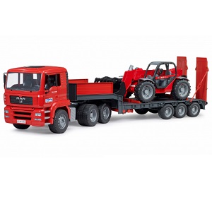 Bruder 2774 - Bruder 02774 vrachtwagen MAN TGA dieplader met Manitou MLT633 verreiker (nieuw 2023)