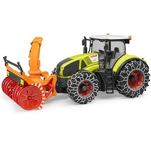 bruder 3017 - Bruder 03017 Claas Axion 950 tractor met sneeuwfrees, blazer en sneeuwkettingen