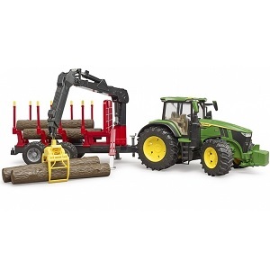 Bruder 3154 - Bruder 03154 John Deere 7R 350 met aanhanger en 4 boomstammen (nieuw 2022)