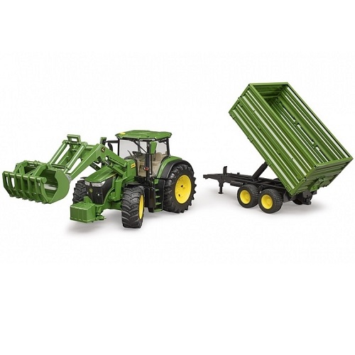 bruder 3155 - Bruder 03155 John Deere 7R 350 tractor met voorlader en kiepaanhanger (nieuw)