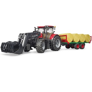 bruder 3198 - Bruder 03198 Case IH Optum 300 CVX trekker met voorlader en balen aanhanger 