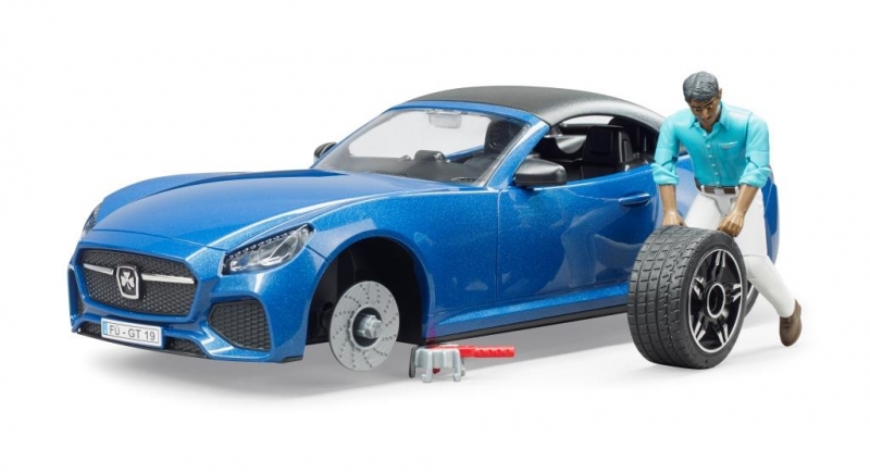 bruder 3481 - bruder Bruder 03481 Roadster sportauto blauw met speelfiguur  - bruder 3481