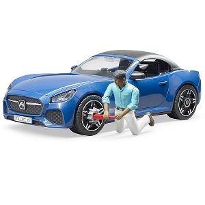 bruder 3481 - Bruder 03481 Roadster sportauto blauw met speelfiguur 