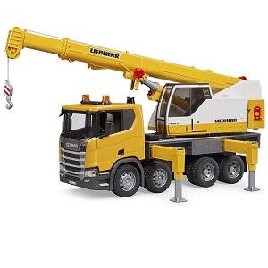 Bruder 3571 - Bruder 03571 - Scania Super 560R vrachtwagen met Liebherr hijskraan en licht en geluidsmodule (nieuw model 2023)