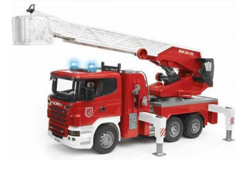 Bruder 3590 - Bruder Bruder 03590 Scania Super 560R brandweerwagen met licht en geluid, ladder en licht en geluidsmodule - Bruder 3590