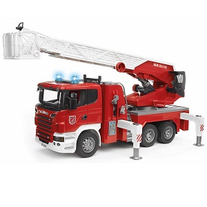 Bruder 3590 - Bruder 03590 Scania Super 560R brandweerwagen met licht en geluid, ladder en licht en geluidsmodule 