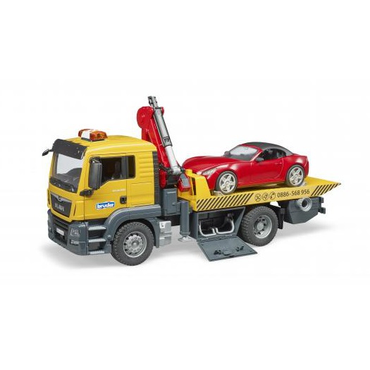 bruder 3750 - bruder Bruder 03750 vrachtwagen MAN TGS autotransporter / takelwagen met sportauto - bruder 3750