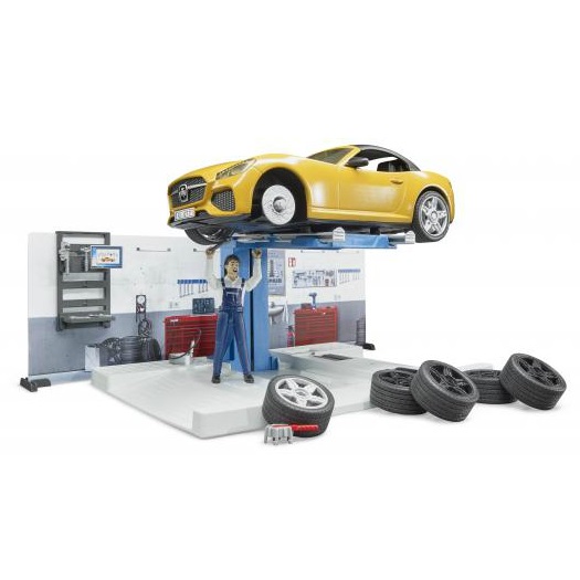 Bruder 62110 - Bruder Bruder 62110 Bworld garageset met sportwagen - Bruder 62110