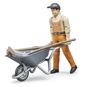 bruder 62130 - Bruder 62130 Bworld speelfiguur met kruiwagen en gereedschap