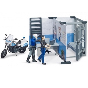 bruder 62732 - Bruder 62732 Bworld politiebureau met motor en speelfiguren