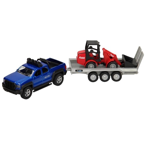 Kids Globe 510207 - Kids Globe Kids Globe 510207 pick-up met aanhanger en minishovel - Kids Globe 510207