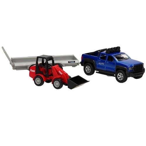 Kids Globe 510207 - Kids Globe Kids Globe 510207 pick-up met aanhanger en minishovel - Kids Globe 510207