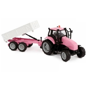 Kids Globe 510241 - Kids Globe 510241 roze tractor met licht en geluid, frictie-motor en kiepaanhanger