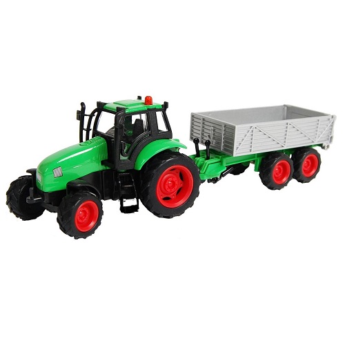 Kids Globe 510653A - Kids Globe 510653 tractor met licht en geluid, frictie-motor en kiepaanhanger