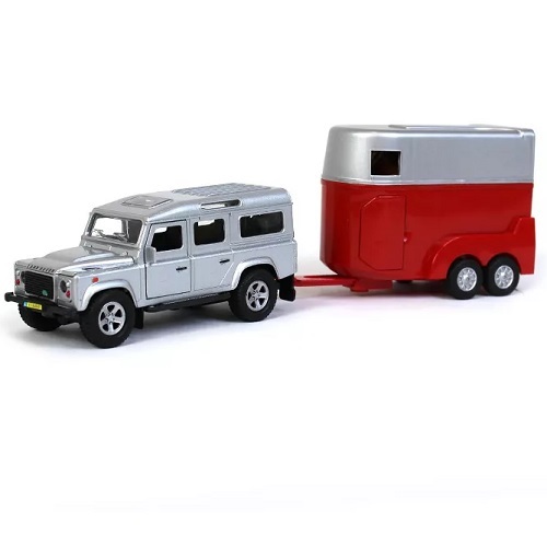 Kids Globe 521712 - Kids Globe 521712 Land Rover met paardentrailer en pull-back motor