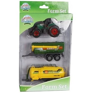 Kids Globe 540365B - Kids Globe 540365 tractorset met tractor en twee aanhangers 1:50 