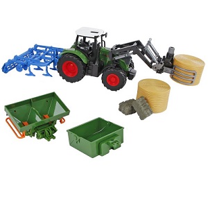 Kidsglobe 540479 - Kids Globe 540479 tractor set met tractor, en diverse landbouw accessoires 1:24