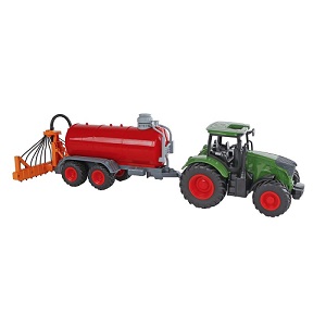 Kids Globe 540521 - Kids Globe tractor met giertank freewheel 49cm groen/rood