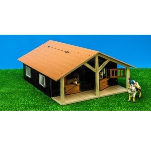 Kids Globe 610167 - Kids Globe 610167 houten paardenstal met 2 boxen en berging (1:24)