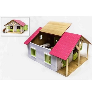 Kids Globe 610168 - Kids Globe 610168 houten paardenstal met 2 boxen en berging 1:24 