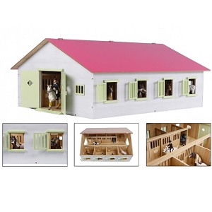 Kids Globe 610189 - Kids Globe 610189 Paardenstal roze met 7 boxen voor paarden 1:24 (Schleich)