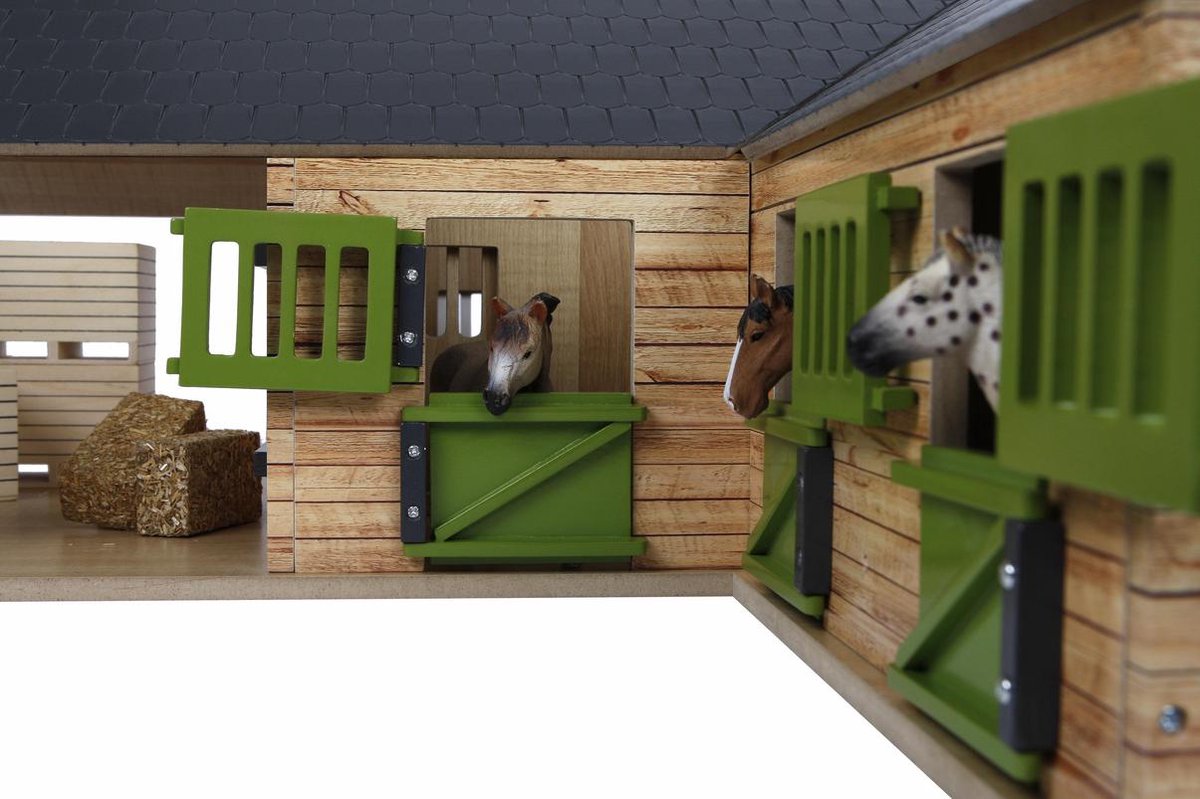 Kids Globe 610211 - Kids Globe Kids Globe 610211 paardenstal met 3 boxen, schaal 1:24 - Kids Globe 610211