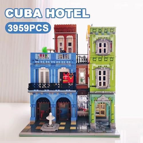  14013 -  mini bouwblokjes, Cuba Hotel, 3950 steentjes, LET OP: kleinere blokjes dan Lego -  14013
