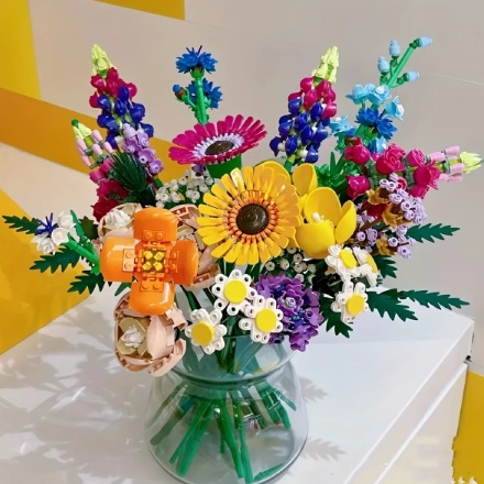 eigen merk 30131 - bouwblokjes boeket met wilde bloemen, 939 steentjes, compatible met LEGO