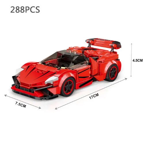 50022 - bouwpakket bouwsteentjes raceauto , compatible met Lego, 288 blokjes