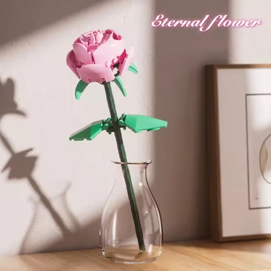LG52015 bouwblokjes roze roos, 69 steentjes, compatible met Lego