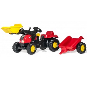 Rolly Toys RollyKid-X traptrekker met voorlader en aanhanger