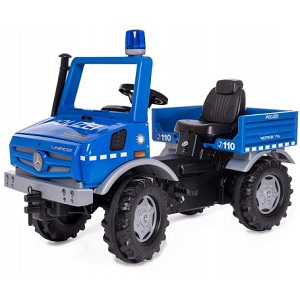 Rolly Toys Mercedes Unimog Politie Farmtrac blauw met zwaailicht